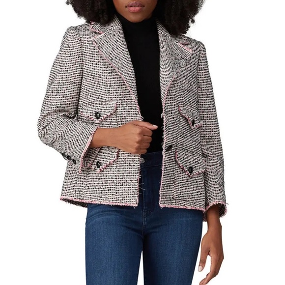 Rebecca Taylor NYC Josie Tweed Jacket Pink & Black - Picture 1 of 6